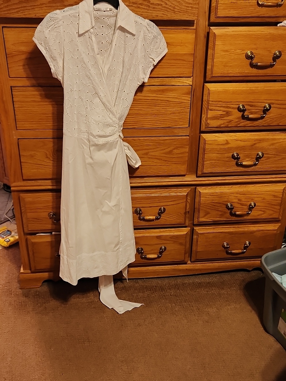 Colleen Eitzen White Eyelet Wrap Dress